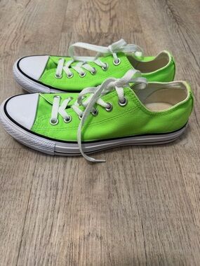 Converse Low-Top Canvas Sneakers in Neon Green with White Accents